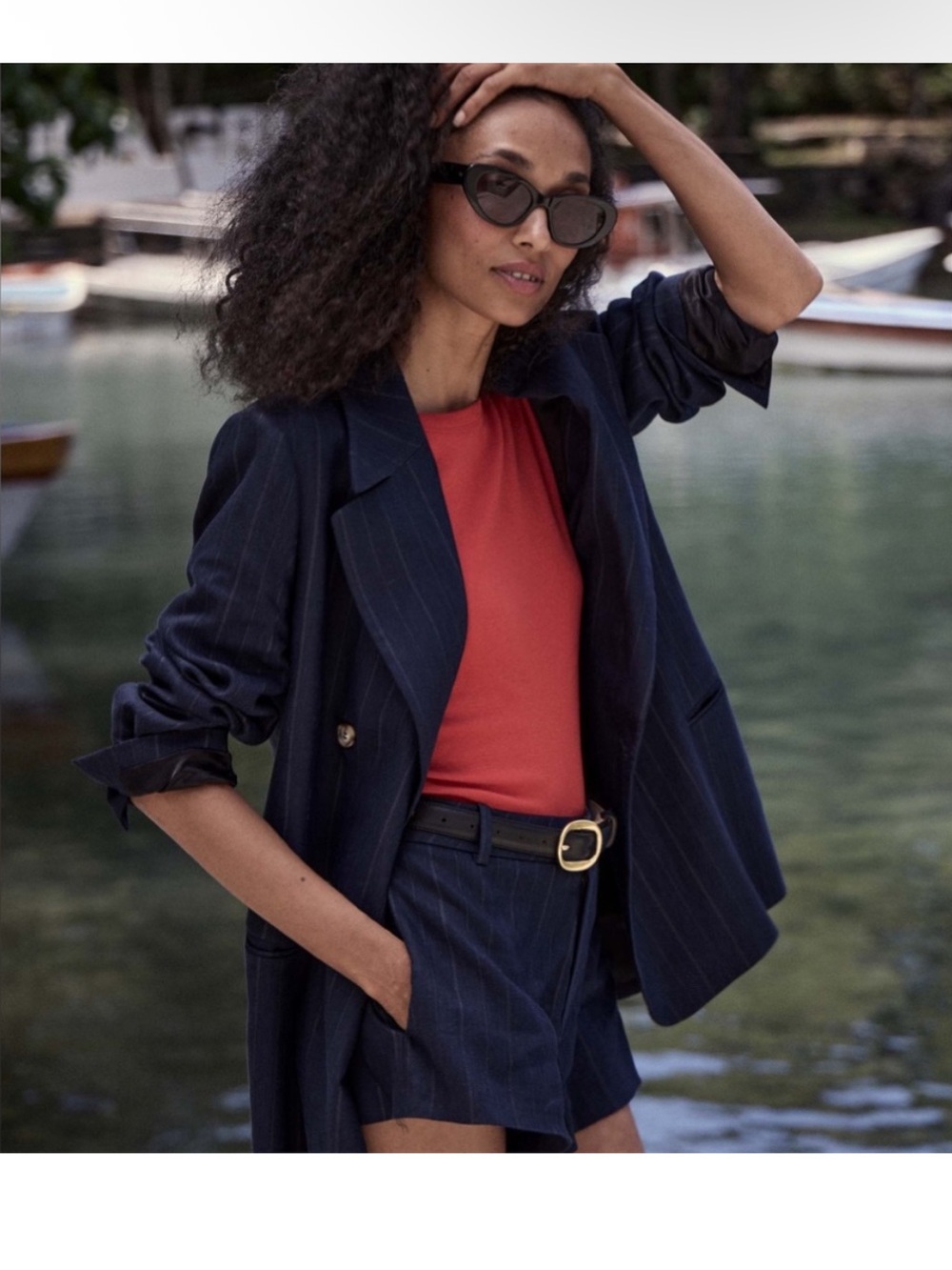 Dôen Heirloom Danton Blazer Women’s Size X-Small in Navy Pinstripe